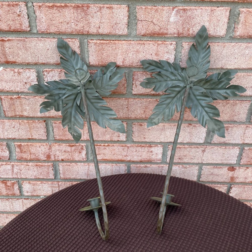 Vintage Green Leaf Candle Holders - Picture 7 of 12